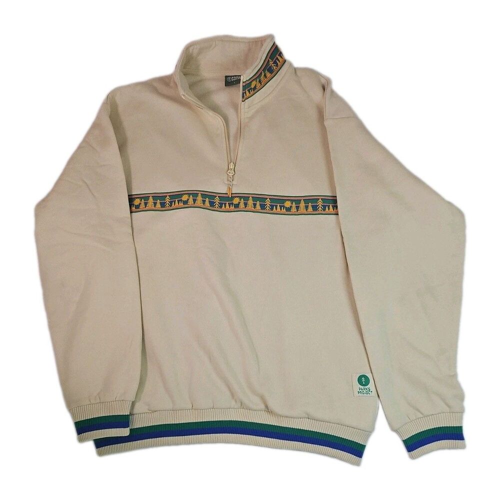 Parks Project Tahoe Spirit Quarter Zip Fleece W Front Pockets Men's Large.